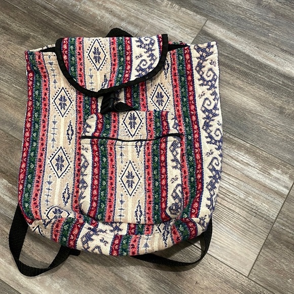 Woven tribal print backpack - Picture 1 of 7